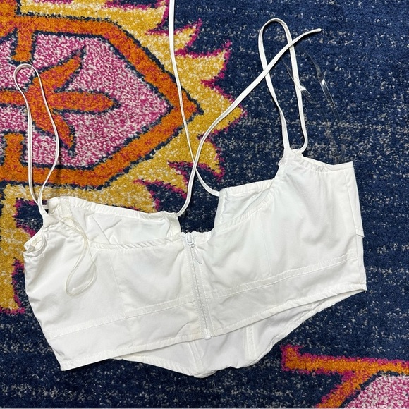 House of CB Flynn White Cropped Poplin Corset Tank sz L - Picture 6 of 9
